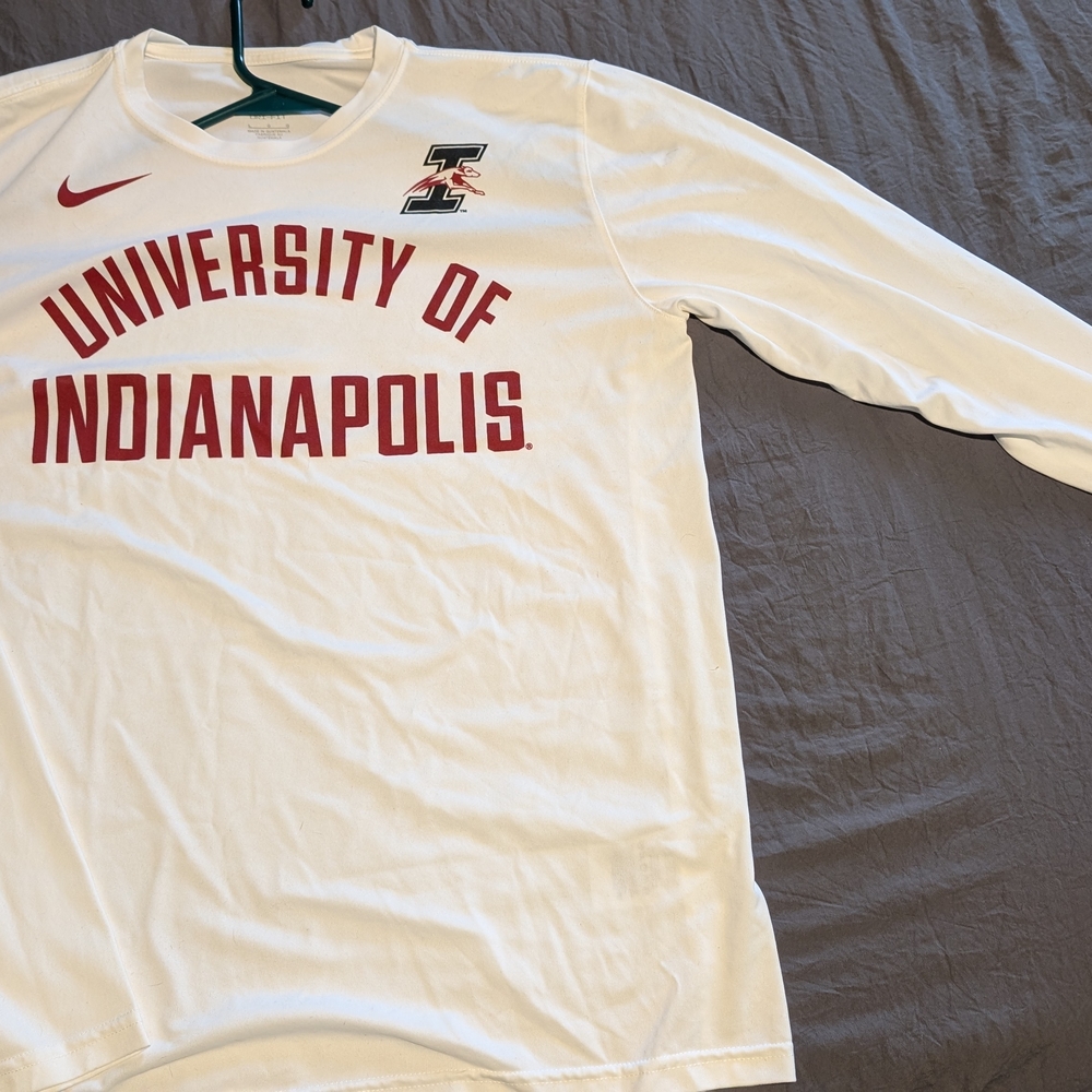Nike White and Red Long Sleeve Tee